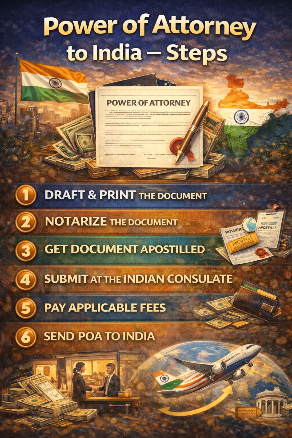 Power of attorney steps for documents sent to India